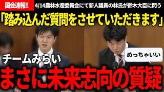 【4/14国会まとめ】日本の大切な農林水産業のための改正案、踏み込んだ質問で切り込んでいく林議員の質疑が未来志向でめっちゃくちゃ良かった!!【安野貴博/チームみらい/鈴木憲和/自民党】