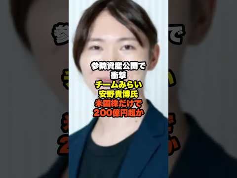 参院資産公開で衝撃、チームみらい安野たかひろ米国株だけで200億円超か#チームみらい #安野たかひろ