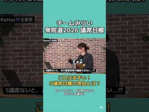【衆院選2026】チームみらいの議席獲得目標について。なぜこの数字！？①