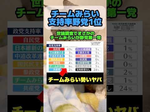 【支持率1位】チームみらいが野党での支持率がまさかの1位 #チームみらい