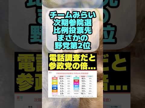 【謎】チームみらいの支持率が高くて次期比例投票先の政党でも野党の中で上位に位置しています #選挙 #参政党 #チームみらい