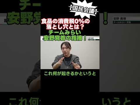 食品の消費税0%の落とし穴とは?チームみらい 安野党首の指摘! #政治 #チームみらい #安野貴博 #国民会議 #消費税 #選挙ドットコム #切り抜き
