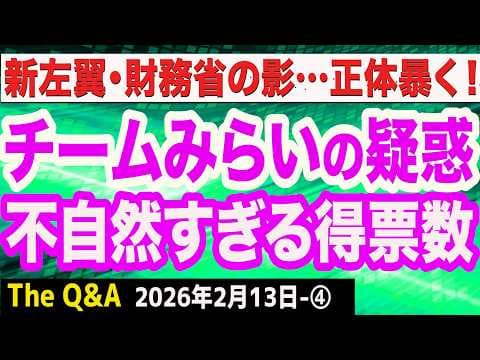 【漆黒の闇】チームみらいの不自然すぎる得票数/新手の左翼?背後に財務省?/「社会保険料」「社会保障費」を理解してない幹事長 ①【The Q&A】2/13
